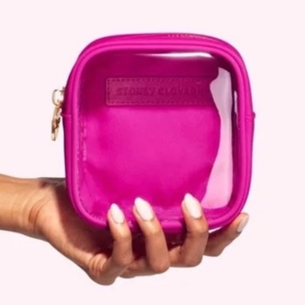 Stoney Clover Lane mini clear front fuschia pouch